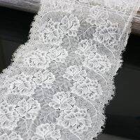 [HOT!] (3 meters) 23cm flower Stretch Lace Trims For Clothing Accessories Dress Sewing Applique Costume Lace Fabrics