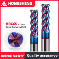 มุมรัศมี End Mill 4ขลุ่ย CNC R Bullnose ตัดทังสเตนคาร์ไบด์เหล็กเราเตอร์โลหะเครื่องมือ R0.5พื้นผิวเครื่องจักรกล End Mills