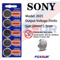 5PCS Sony CR2025 CR 2025 DL2025 BR2025 KCR2025 3V แบตเตอรี่ลิเธียมสำหรับนาฬิกาของเล่นรีโมทคอนโทรลเมตร