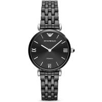 นาฬิกาผู้หญิง Emporio Armani Retro Black Ceramic Analog Quartz with Silver Dial AR1487