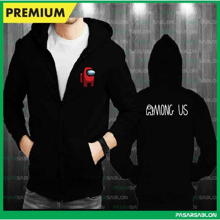 HOODIE AMONG US LOGO JAKET ZIPPER AMONG US LOGO TULISAN Jaket game