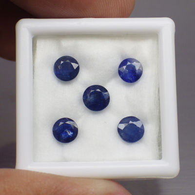 พลอย ไพลิน แซฟไฟร์ แท้ ธรรมชาติ ( Natural Blue Sapphire ) จำนวน 5 เม็ด หนักรวม 3.02 กะรัต