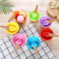 Mini Bowl Creative Scoop Dessert Tray Lovely Ice-cream Shape Bowl Candy Color Food Grade PP Snacks Container Dinnerware 2sets