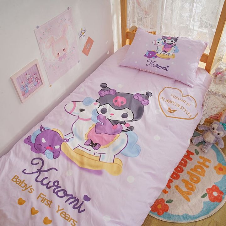 ปลอกหมอนผ้าปูที่นอนลายอบเชยชุดเครื่องนอนน่ารักสำหรับนักเรียน-sanrio-hello-kitty-ผ้าคลุมผ้านวมคุโรมิผ้าปูที่นอนลาย-my-melody