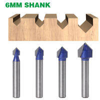 1PC 6MM Shank Milling Cutter 90 องศา V Groove Bit 1/4－5/16－3/8－1/2－Solid Router Bit Carbide Milling Cutter งานไม้