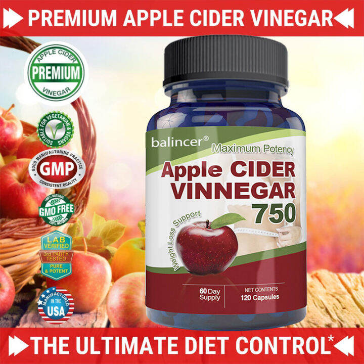 Natural apple cider vinegar capsules, slimming, detoxification