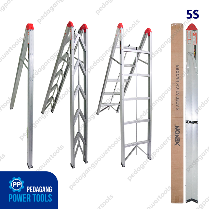 XENON STICK 5 STEP TANGGA LIPAT 1.7 METER ALUMINIUM FOLDING LADDER ...