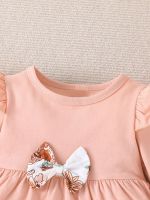 Adorable Baby Girl s Fall Outfit Long Sleeve Crew Neck T-shirt with Bow and Flower Print Pants Set  by Hs2023