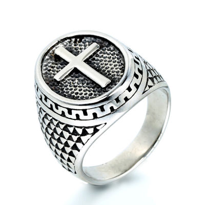 เครื่องประดับร้อน: Trend Mens Titanium Steel Mens Cross Ring, แหวนนิ้วมือ Hip Hop A0UH