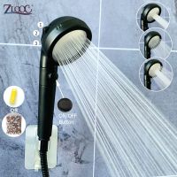 Zloog New Matte Black 3 Modes Bathroom Handheld Filter Shower Head High Pressure SPA Mineral Stones Pure Shower Head Nozzle