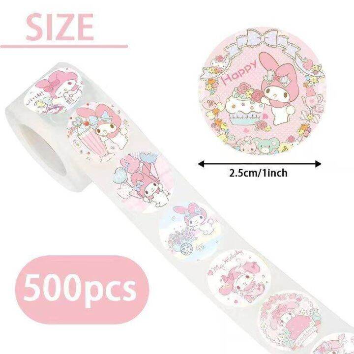 500pcspack Colorful Sanrio My Melody Sticker Seal Label Paper Roll