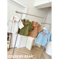 •ᴥ• COOKIES BEAR •ᴥ• เสื้อเชิ้ตคอปกแขนสั้น สีพื้น Minimal