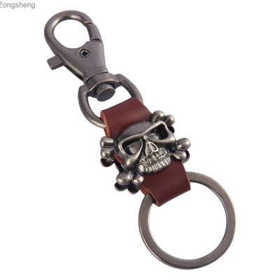 สายสร้อยขนาดสั้นฮิปฮอปสไตล์พังก์พวงกุญแจผีน้อยอัลลอยสำหรับผู้ชายพวงกุญแจหนัง Zongsheng