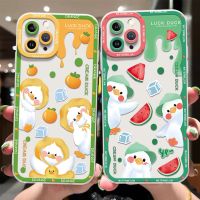 Cartoon Duck Case Compatible for IPhone 14 13 12 11 Pro Max 14 Plus X XR XS Max 6 6S 7 8 Plus Soft Casing Phone Transparent TPU Silicone Shockproof Cover