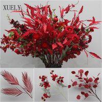 Red Series Simulation Foreign Peony Rose Flowers Wedding Road Guide Floral Arrangement Home Decor Photography Props Fake Flower Artificial Flowers  Pl