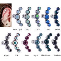 G23ไทเทเนียมและเหล็กผ่าตัดอัญมณีโอปอลหูแบน Tragus กระดูกอ่อน Helix ต่างหู Labret Stud Fashio เครื่องประดับเจาะร่างกาย16G