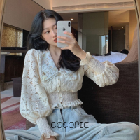 Cocopie เสื้อ เสื้อแขนยาว เสื้อผู้หญิง เสื้อแฟชั่นผญ ชุดทำงานผูหญิง เกาหลี ผ้าฝ้าย2023NEW WCS23903MS 36Z230909