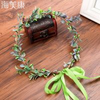 Haimeikang Green Leaf Wreath Crowns Headband Women Hair Accessories Headdress Girl Floral Garlands Wedding Party Floral Headwear