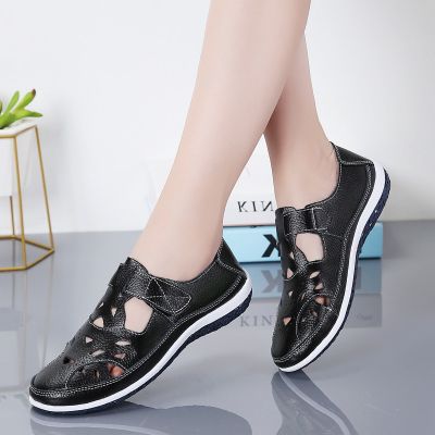 Womens Sandals Summer Ladies Girls Comfortable Ankle Hollow Round Toe Sandals Female Soft Beach Sole Shoes Plus Size