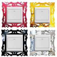 【CC】✌  Mirror Sticker Surround Socket Plate Panel Cover for Office Decoration Wall Supplies