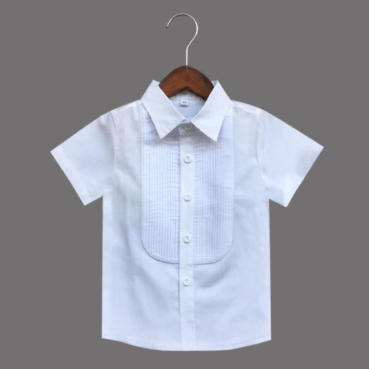 เสื้อเชิ๊ตเด็กผู้ชายฉบับภาษาเกาหลีแขนสั้น-เสื้อเด็กสุดหล่อเสื้อผ้าฝ้ายด้านในเสื้อผ้างานแสดงฤดูร้อน