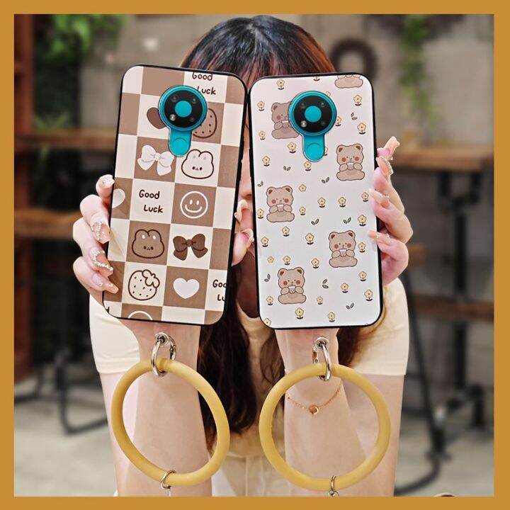 texture-youth-phone-case-for-nokia-3-4-cute-creative-trend-luxurious-ring-taste-couple-hang-wrist-liquid-silicone-funny