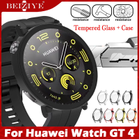 ชิ้นกระจกนิรภัยสำหรับ For Huawei Watch GT 4 46mm 41mm Tempered Glass Protective Case for huawei watch gt4 ป้องกันฟิล์มแก้ว full Screen protector Bumper Frame PC hard Cases Glass Case