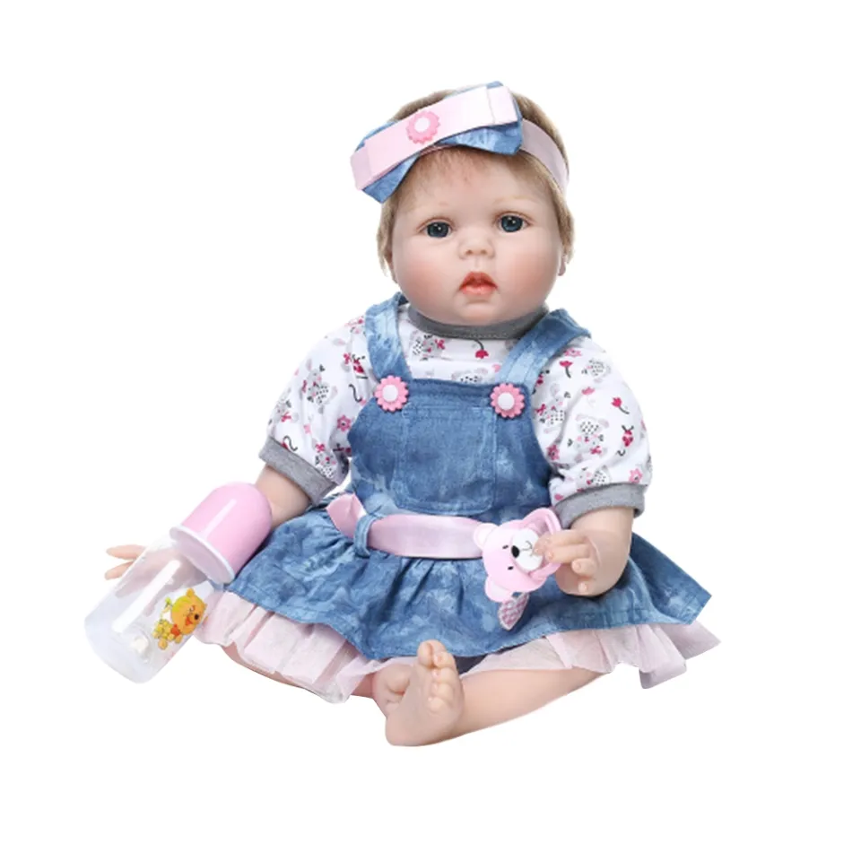 Hot Selling 55 cm Bebe Doll Reborn Toddler Girl Pink Princess Very Soft  Full Body Silicone Beautiful Doll Real Touch Toy Gifts
