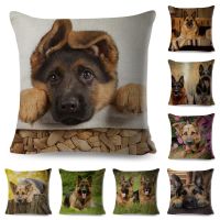 【LZ】 Pet Animal Pillow Case Decorative German Shepherd Dog Cushion Cover for Car Sofa Home Children Room Polyester Pillowcase 45x45cm