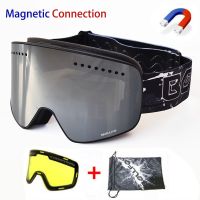 Ski Goggles with Magnetic Double Layer Polarized Lens Skiing Anti-fog UV400 Snowboard Goggles Men Women Ski Glasses Eyewear case