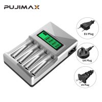 PUJIMAX New 4 Slots LCD Display Smart Battery Charger US/EU/UK Plug Power Adapter For AA/AAA NiCd NiMh Rechargeable Batteries (hot sell) ptfe51