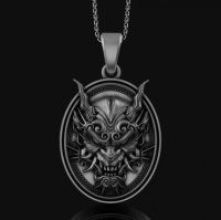 Personality Demon Mask Japanese Samurai Oni Punk Pendant Necklaces for Men Jewelry Gifts