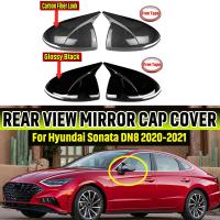 ฝาผ้าคลุมกระจกมองหลังรถยนต์ห่วงพ่วงลากรถสีดำมันวาวสำหรับ Hyundai Sonata DN8 2020 2021 2022เคสกระจกข้างประตู Add-On