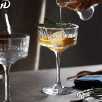 European Fashion Carved Wide Mouth Champagne Glass Martini Goblet Household Dessert Cup Creative tail Bar Wine Glasses