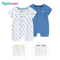 Kiddiezoom ชุดเอี๊ยมผ้าฝ้าย100% สำหรับเด็กแรกเกิด,ชุดหมีแขนสั้นเสื้อผ้าสำหรับฤดูร้อนดีไซน์ลายการ์ตูนสำหรับ0-24เดือน2ชิ้น