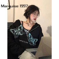 Marquise1997 เสื้อฮู้ด เสื้อแขนยาวอบอุ่น หลวมและสบาย สไตล์ ชิค แฟชั่น ล้ำสมัย WWY23A0PNF 43Z231024