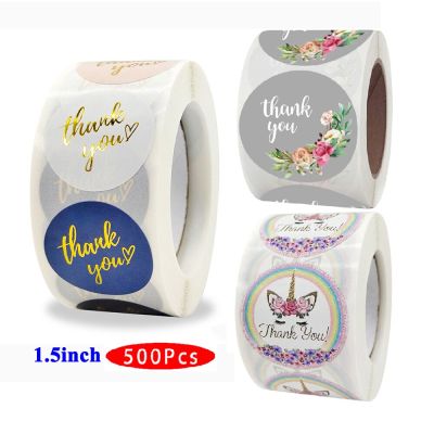 1.5inch 500Pcs Creative Kawaii Flower Thank you Stickers Vintage Cute Stationery Aesthetic Label Scrapbooking Seal Gift Package Stickers Labels