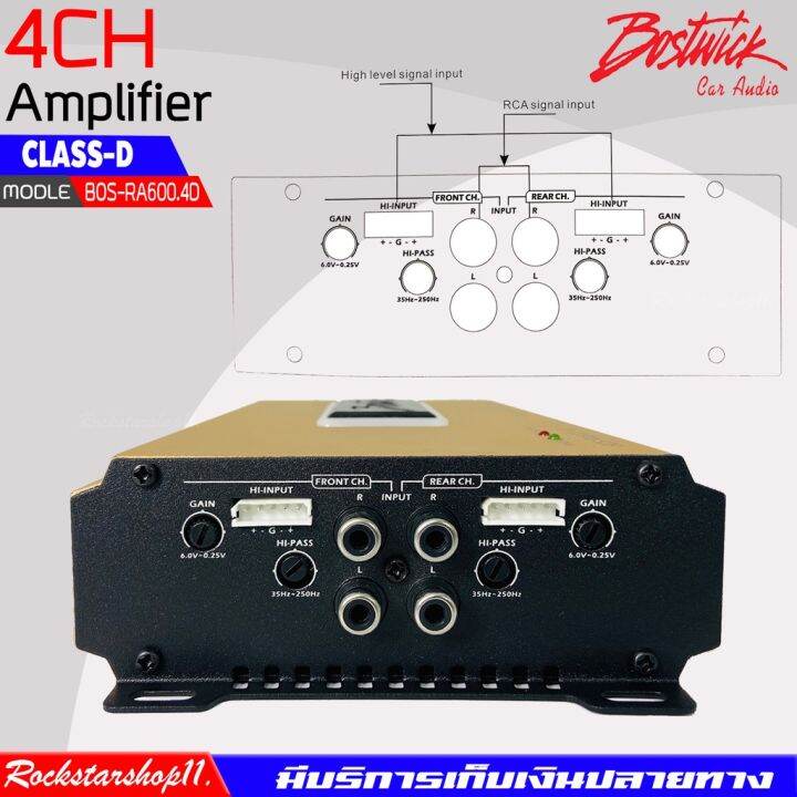 bostwick-รุ่น-bos-ra600-4dเพาเวอร์แอมป์รถยนต์-4-ชาแนลคลาสดี600วัตต์-แอมป์คลาสดี-class-d-กำลังเสียงแรงมาก