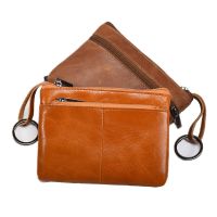 [A Full of energy] Men 39; S Mini Purse Genuine Leather Wallets Women Zipper Pouch Short Wallet Small Money Bag Coin Purse Business Bank Card Holder