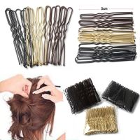 hot【DT】 50 Pcs/Bag 5cm U Shaped Alloy Hairpins Waved Hair Metal Bobby Pins Barrettes Bridal Hairstyle