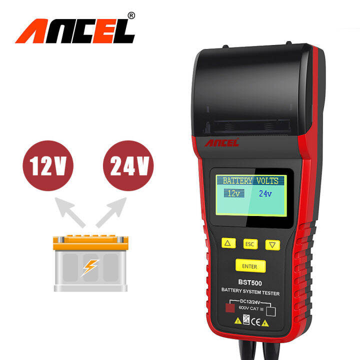 Ancel BST500 12V/24V Battery Digital Tester Cranking &Charging Load Test Tool for Heavy Duty