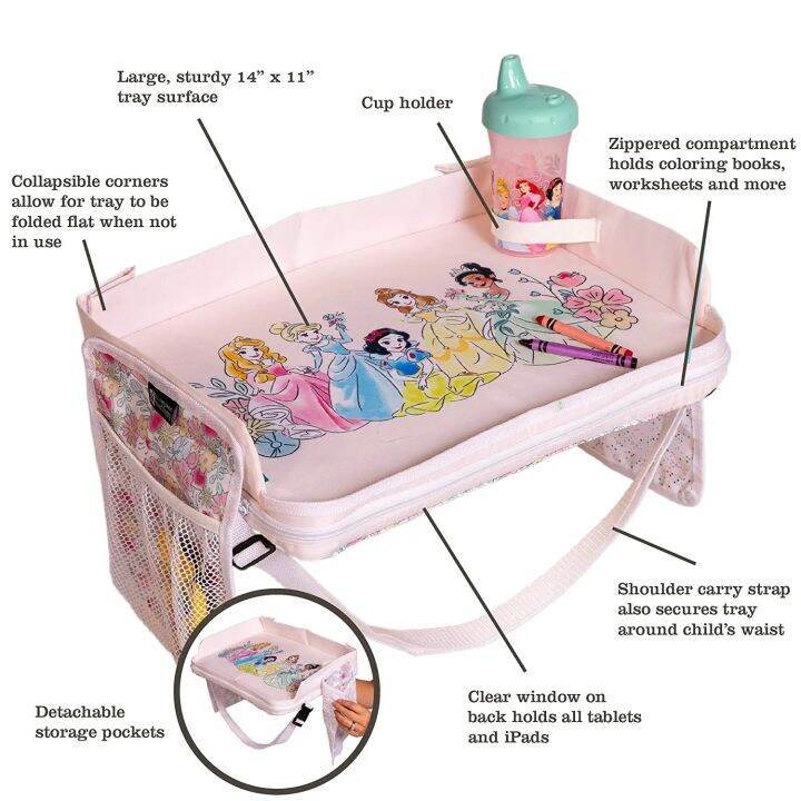 นำเข้า-กระเป๋าถาดกิจกรรมแบบพกพา-childress-disney-baby-by-3-in-1-car-seat-lap-tray-for-toddlers-amp-kids-princess-ราคา-1990-บาท