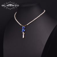 GLSEEVO Cloisonne Leaf Pendant Natural Pearl Beaded Necklace New Ethnic Style Vintage Jewelry For Women Trendy Handmade GN0239