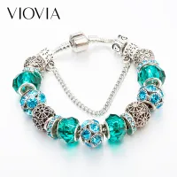 VIOVIA ร้อนขาย Pulcera Surtidor สีเขียวคริสตัล Charms สร้อยข้อมือผู้หญิง DIY ลูกปัด Fit กำไลข้อมือเครื่องประดับของขวัญ-Huidkeir