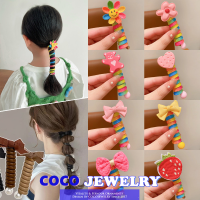 เครื่องประดับ COCOJEWELRY Y2k สายโทรศัพท์รูปดาวดอกไม้สีสันสดใสสำหรับเด็กผู้หญิงยางรัดผมการ์ตูน Sanrio ฟองถักเชือกผม