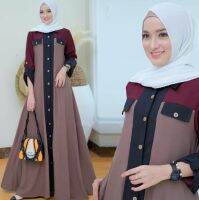 Priskila Cell Nuraini Dress Bo Mosscrepe วัสดุราคาถูกผู้หญิง Abayas Abayas Syari Set Khimar โมเดิร์นล่าสุด Maxi Dress