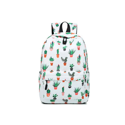 NEW School Bags for Teenage Girls Backpack Women Waterproof Cute Green Cactus Printing Book Bag Female School Bagpack Schoolbag