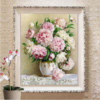 Needlework,Flowers,DIY DMC Peony Vase painting pattern on the fabric Cross stitch,Sets For Embroidery kits chinese Cross-Stitch