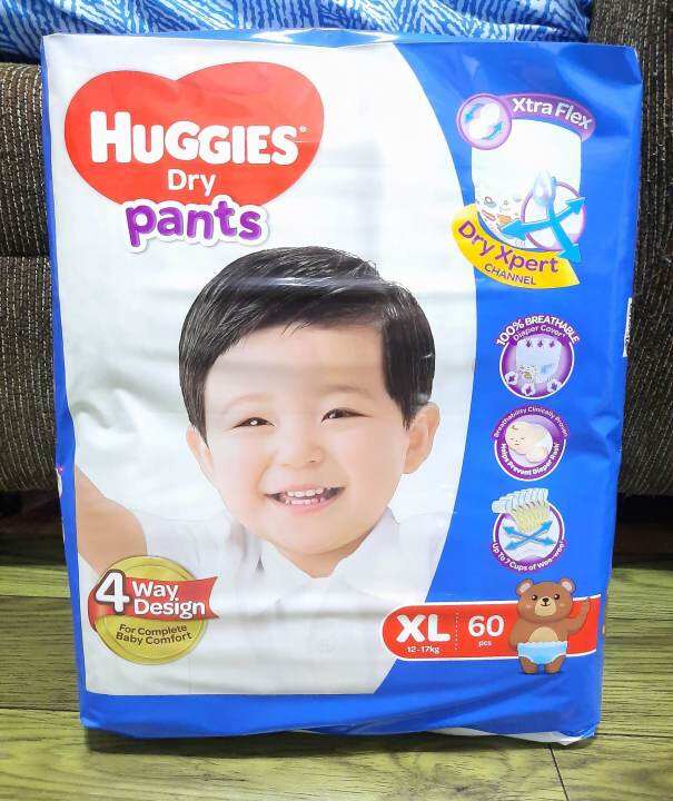HUGGIES Dry XL Pants 4Way Design 60's 1217kg Lazada PH