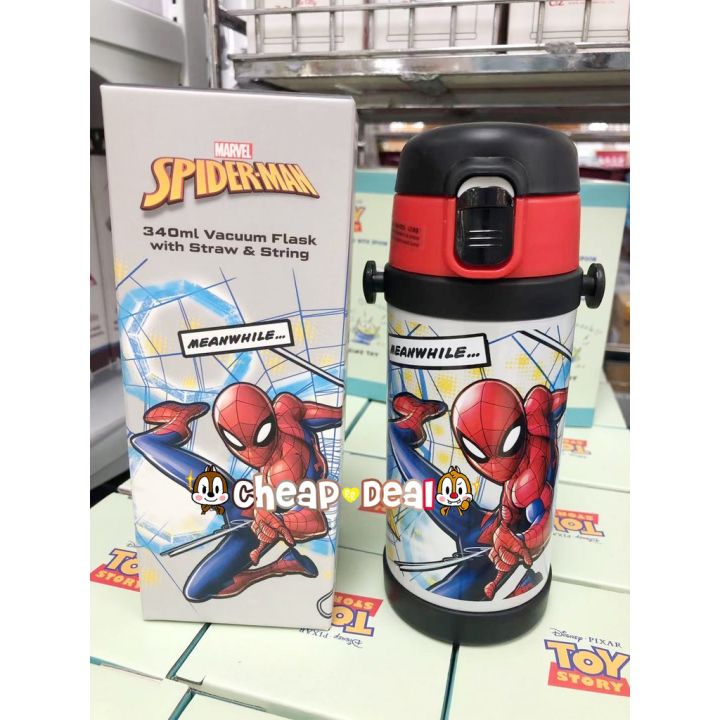 c-amp-d-ขวดน้ํา-ลายการ์ตูน-disney-cars-frozen-spiderman-marvel-kids-cup-water-bottle-warm-bottle-with-straw-can-carry-cd